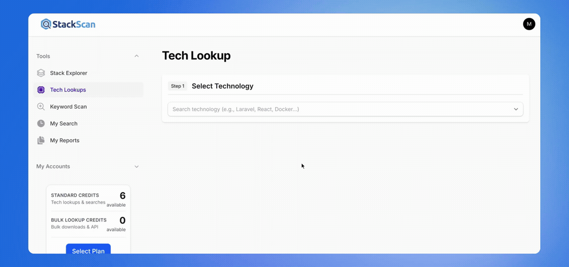 Tech Lookup - Find Websites by Technology Stack